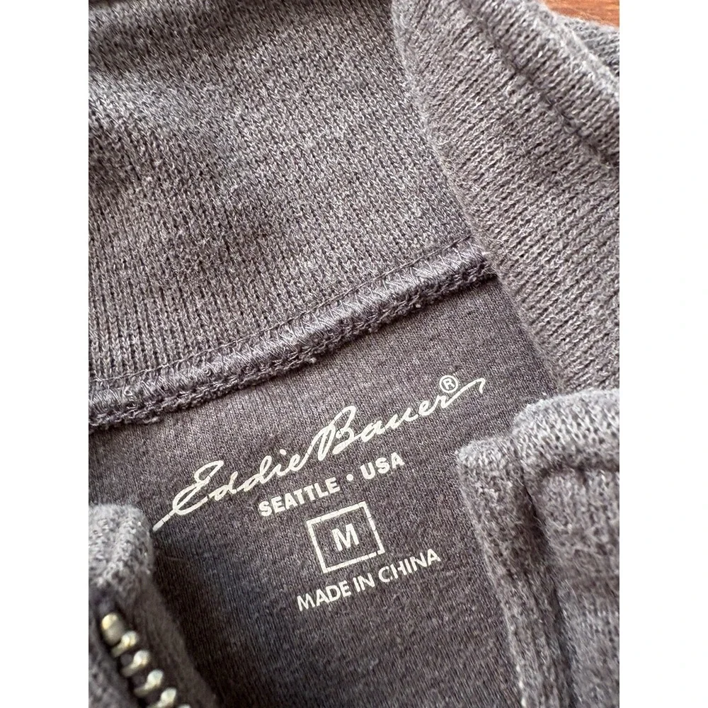 Eddie Bauer Mens‎ Gray Heather Quarter Zip Fleece Pullover Sweater Jacket Medium